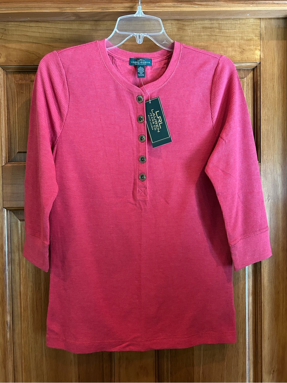 Lauren Jeans Company Alpine Rose Henley 3/4 Sleeve Shirt